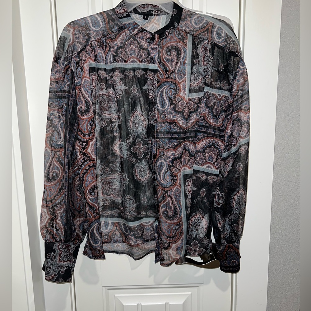 Sheer Button Up Blouse